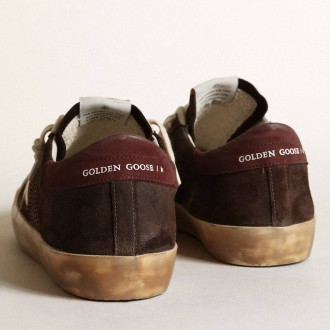 Golden Goose Super-Star Sneakers Penstar In Brown Suede With A Platinum Star GMF00107.F003375.55493