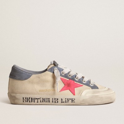 Golden Goose Super-Star Sneakers Penstar LTD In Canvas With Lobster-colored Suede Star GWF00107.F004667.82322