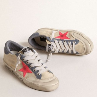 Golden Goose Super-Star Sneakers Penstar LTD In Canvas With Lobster-colored Suede Star GWF00107.F004667.82322