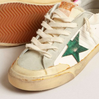 Golden Goose Super-Star Sneakers Penstar With Green Star And Fluorescent Lobster Heel Tab GWF00175.F004050.82135