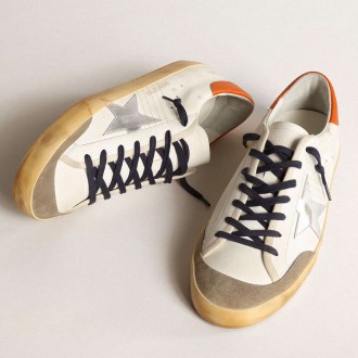 Golden Goose Super-Star Sneakers Penstar With Silver Star And Orange Heel Tab GMF00107.F004029.11367