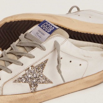 Golden Goose Super-Star Sneakers Sabot With A Platinum Glitter Star And Suede Tongue GWF00110.F001722.81194