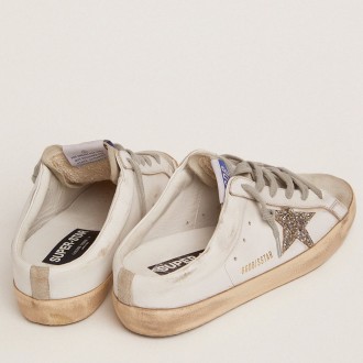 Golden Goose Super-Star Sneakers Sabot With A Platinum Glitter Star And Suede Tongue GWF00110.F001722.81194