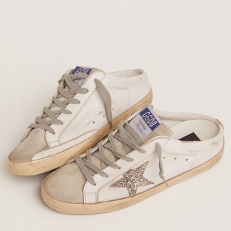 Golden Goose Super-Star Sneakers Sabot With A Platinum Glitter Star And Suede Tongue GWF00110.F001722.81194