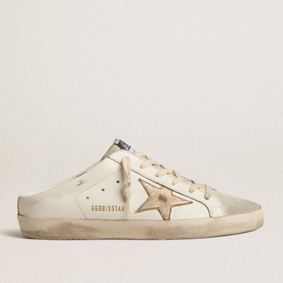 Golden Goose Super-Star Sneakers Sabots With Platinum Star And Ice-gray Suede Tongue GWF00110.F005347.11702