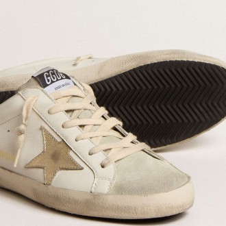 Golden Goose Super-Star Sneakers Sabots With Platinum Star And Ice-gray Suede Tongue GWF00110.F005347.11702