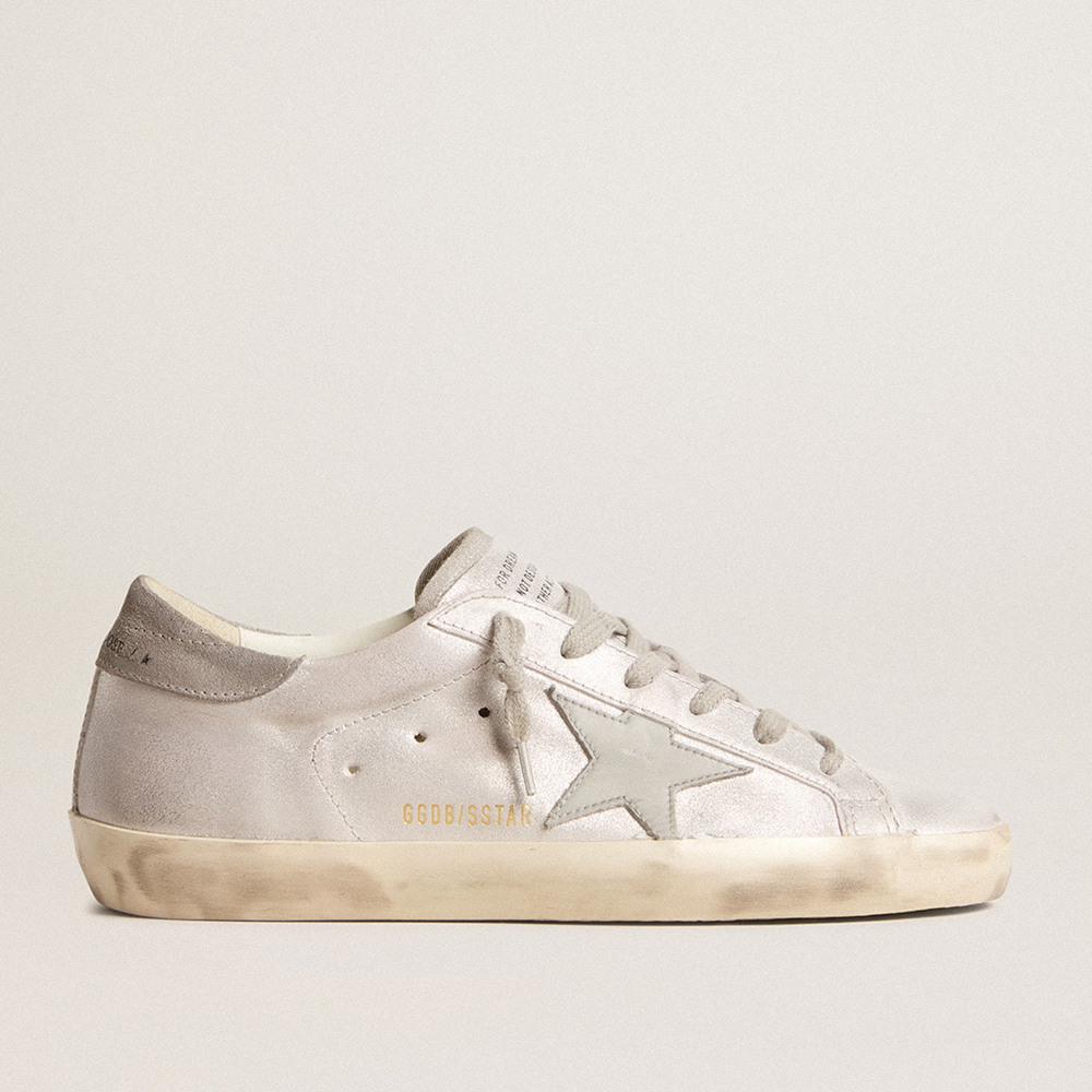 Golden Goose Super-Star Sneakers Sneakers In Gray-white Glitter-effect Leather With Leather Star GWF00101.F005910.70302