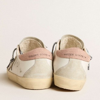 Golden Goose Super-Star Sneakers With Ice-gray Star And Pink Lizard-print Heel Tab GWF00102.F005923.11868