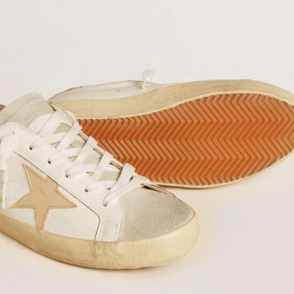 Golden Goose Super-Star Sneakers With Nude Leather Star And Gold Glitter Heel Tab GWF00102.F006506.82808