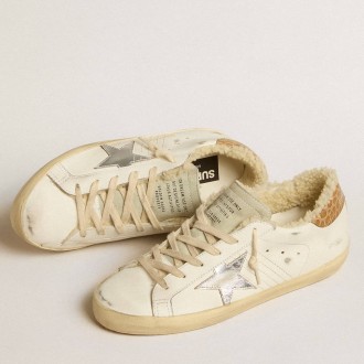 Golden Goose Super-Star Sneakers With Silver Leather Star And Crocodile-print Leather Heel Tab GWF00101.F005174.11662