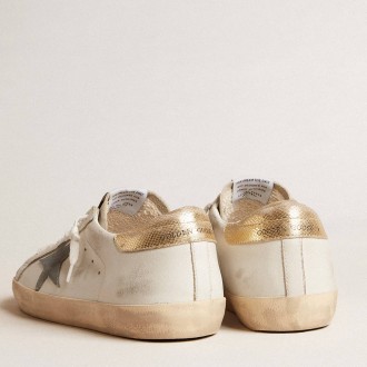 Golden Goose Super-Star Sneakers With Suede Star And Platinum Snake-print Leather Heel Tab GMF00101.F005710.11816