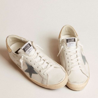 Golden Goose Super-Star Sneakers With Suede Star And Platinum Snake-print Leather Heel Tab GMF00101.F005710.11816