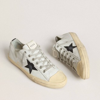 Golden Goose V-Star Sneakers In Leather With Black Crocodile-print Leather Star And Heel Tab GMF00129.F005996.10283