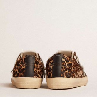 Golden Goose V-Star Sneakers In Leopard Pony Skin With Black Leather Star And Heel Tab GWF00129.F005030.81629