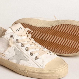 Golden Goose V-Star Sneakers In Nappa Leather With Ice-gray Suede Star And Heel Tab GWF00129.F005028.10276