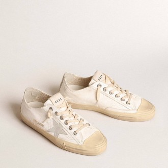 Golden Goose V-Star Sneakers In Nappa Leather With Ice-gray Suede Star And Heel Tab GWF00129.F005028.10276