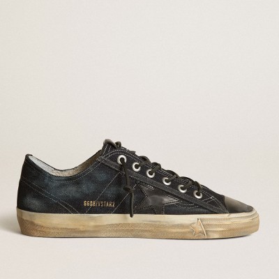 Golden Goose V-Star Sneakers Sneakers In Midnight-blue Denim With Black Leather Star And Toe GMF00129.F003134.50697