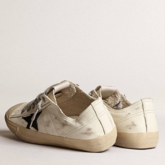 Golden Goose V-Star Sneakers Sneakers In Off-white Nappa Leather With Black Nubuck Star GMF00129.F003996.11360