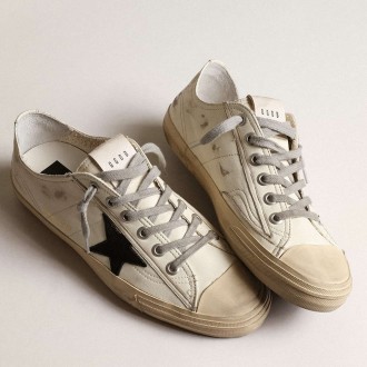 Golden Goose V-Star Sneakers Sneakers In Off-white Nappa Leather With Black Nubuck Star GMF00129.F003996.11360