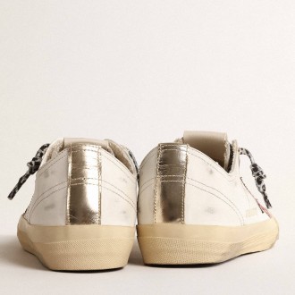 Golden Goose V-Star Sneakers With Pink Glitter Star And Metallic Leather Heel Tab GWF00129.F004576.11504