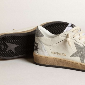 Golden Goose White Ball Star Sneakers With A Swarovski Crystal Star And Heel Tab GWF00117.F003430.80185