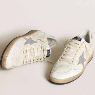 Golden Goose White Ball Star Sneakers With A Swarovski Crystal Star And Heel Tab GWF00117.F003430.80185