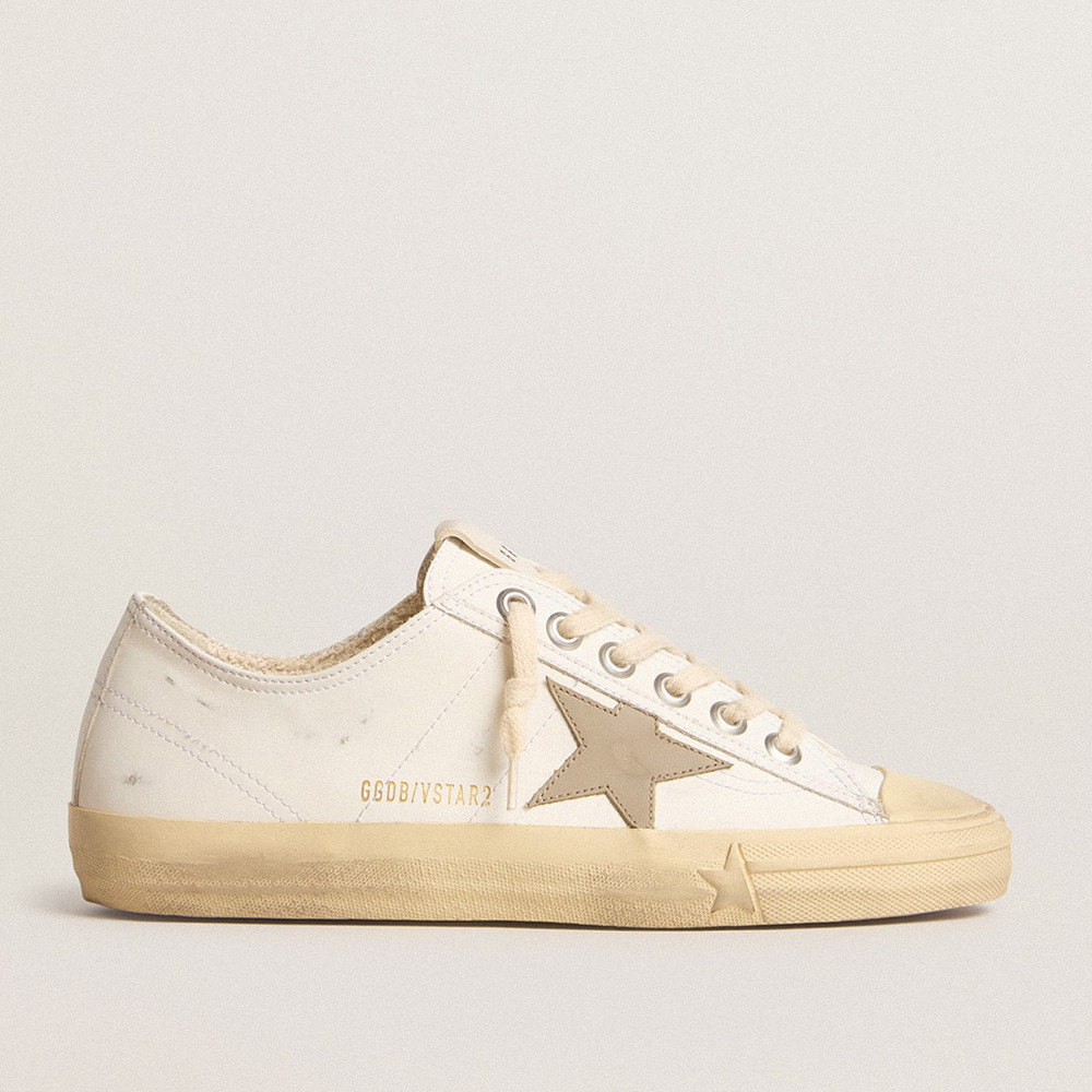 Golden Goose White Bio-based V-Star Sneakers With Dove-gray Leather Star GWF00129.F005909.10961