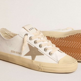 Golden Goose White Bio-based V-Star Sneakers With Dove-gray Leather Star GWF00129.F005909.10961