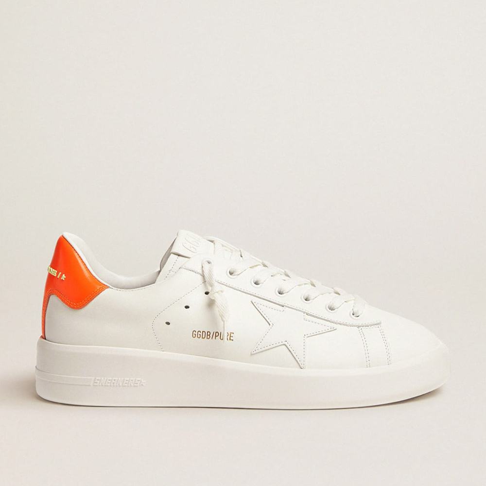 Golden Goose White Purestar Sneakers Sneakers With Fluorescent Orange Heel Tab GMF00197.F001475.10597