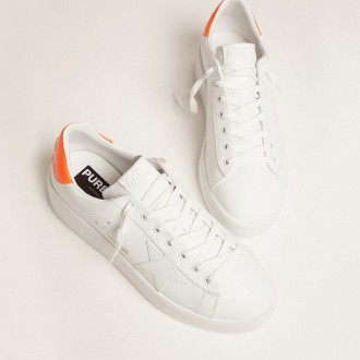 Golden Goose White Purestar Sneakers Sneakers With Fluorescent Orange Heel Tab GMF00197.F001475.10597