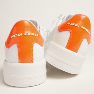 Golden Goose White Purestar Sneakers Sneakers With Fluorescent Orange Heel Tab GMF00197.F001475.10597