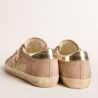 Golden Goose Woman's Super-Star Sneakers In Pale Pink Suede With Suede Star And Platinum Heel Tab GWF00103.F005864.25728