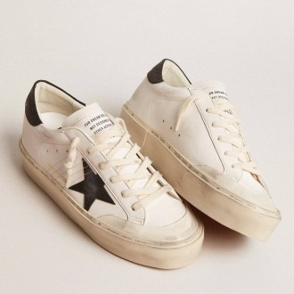 Golden Goose Woman's White Bio-based Hi Star Sneakers LTD With Black Bio-based Star And Heel Tab GWF00755.F005860.10283