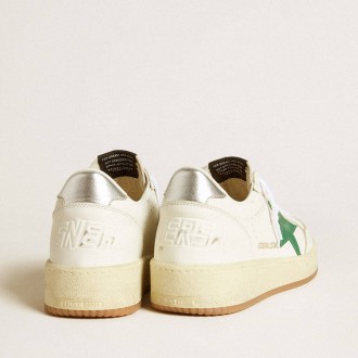 Golden Goose Women's Ball Star Sneakers 2 With Green Leather Star And Metallic Leather Heel Tab GWF00804.F006971.10630