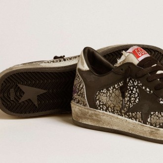 Golden Goose Women's Ball Star Sneakers In Elephant-print Leather With Black Leather Star GWF00327.F006980.80203