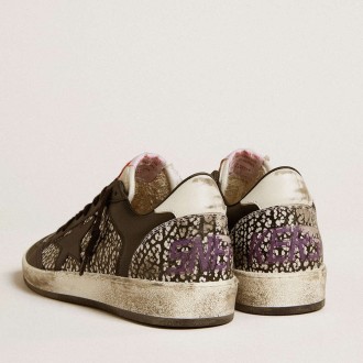 Golden Goose Women's Ball Star Sneakers In Elephant-print Leather With Black Leather Star GWF00327.F006980.80203