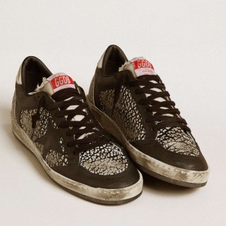 Golden Goose Women's Ball Star Sneakers In Elephant-print Leather With Black Leather Star GWF00327.F006980.80203