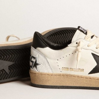 Golden Goose Women's Ball Star Sneakers In Nappa With Black Star And Black Heel Tab GWF00117.F003771.10283