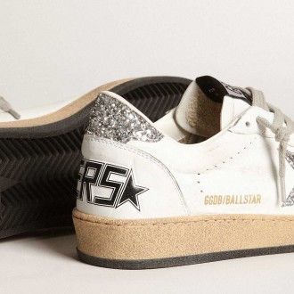 Golden Goose Women's Ball Star Sneakers In Nappa With White Star And Glitter Heel Tab GWF00117.F003773.11325