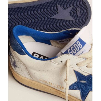 Golden Goose Women's Ball Star Sneakers In White Nappa With Bright Blue Metallic Leather Star And Heel Tab GWF00117.F002198.10327