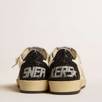 Golden Goose Women's Ball Star Sneakers LTD In Nappa And Suede With Glitter Star And Black Heel Tab GWF00117.F005143.82495