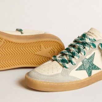 Golden Goose Women's Ball Star Sneakers LTD In Nappa With Green Crocodile-print Leather Star GWF00117.F005937.10802