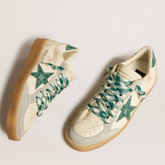 Golden Goose Women's Ball Star Sneakers LTD In Nappa With Green Crocodile-print Leather Star GWF00117.F005937.10802