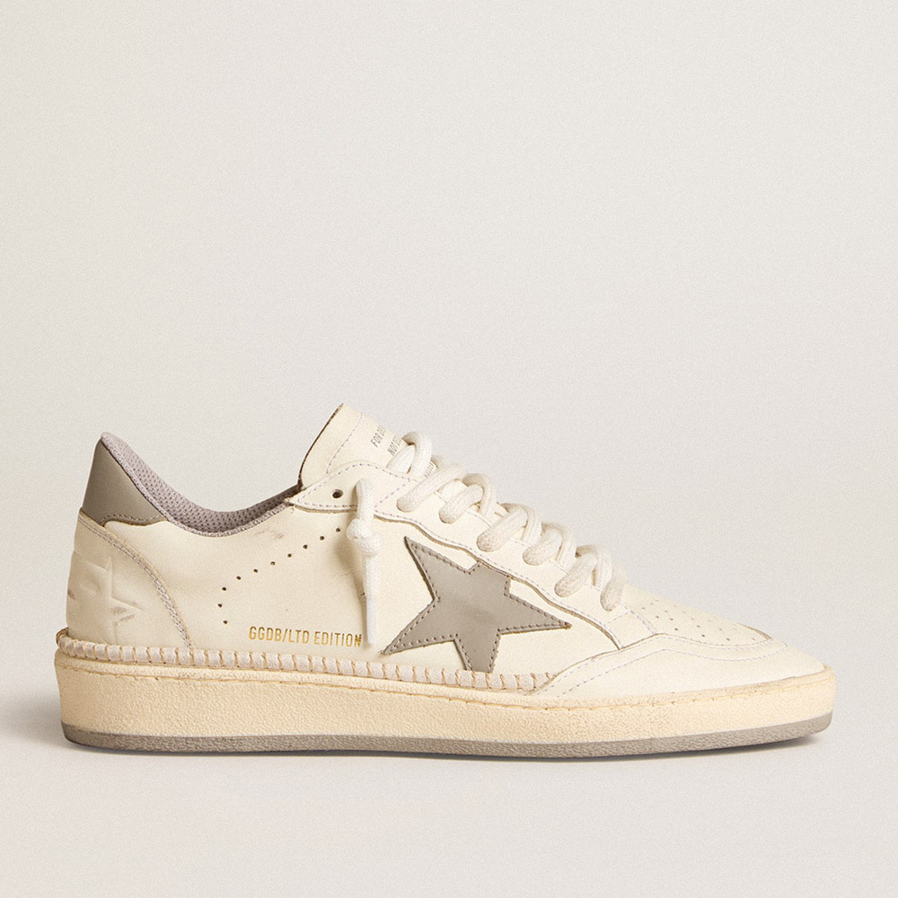 Golden Goose Women's Ball Star Sneakers LTD With Gray Leather Star And Heel Tab And Stitching GWF00767.F006041.11891