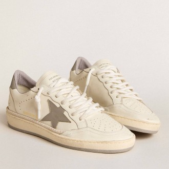 Golden Goose Women's Ball Star Sneakers LTD With Gray Leather Star And Heel Tab And Stitching GWF00767.F006041.11891