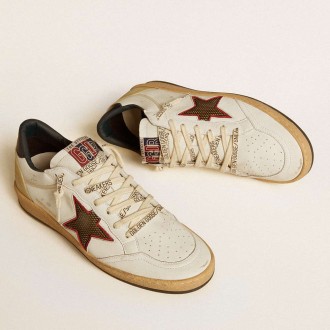 Golden Goose Women's Ball Star Sneakers LTD With Mesh Star And Midnight Blue Leather Heel Tab GWF00844.F006677.10576