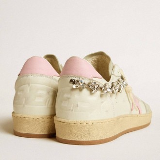 Golden Goose Women's Ball Star Sneakers LTD With Pink Leather Star And Crystal Decoration GWF00117.F005954.10310