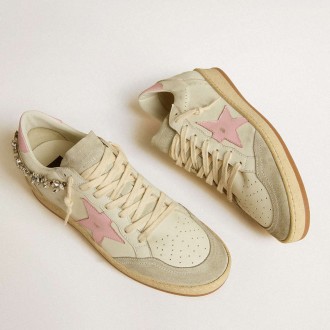 Golden Goose Women's Ball Star Sneakers LTD With Pink Leather Star And Crystal Decoration GWF00117.F005954.10310