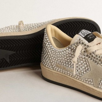 Golden Goose Women's Ball Star Sneakers LTD With Swarovski Crystals And Gray Suede Star GWF00117.F004690.81980