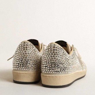 Golden Goose Women's Ball Star Sneakers LTD With Swarovski Crystals And Gray Suede Star GWF00117.F004690.81980